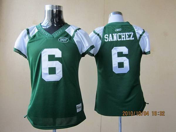 Jets #6 Mark Sanchez Green Women's Field Flirt Stitched NFL Jersey - Click Image to Close